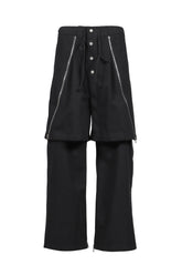 DOUBLE LAYERED ZIP TROUSERS / BLK