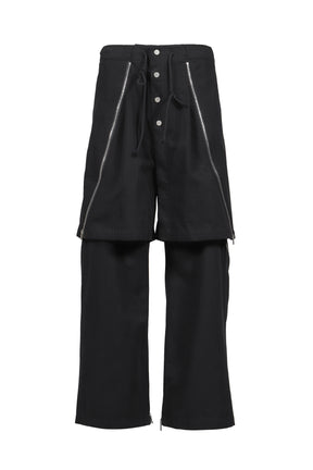FFFPOSTALSERVICE FW25 DOUBLE LAYERED ZIP TROUSERS / BLK - NUBIAN