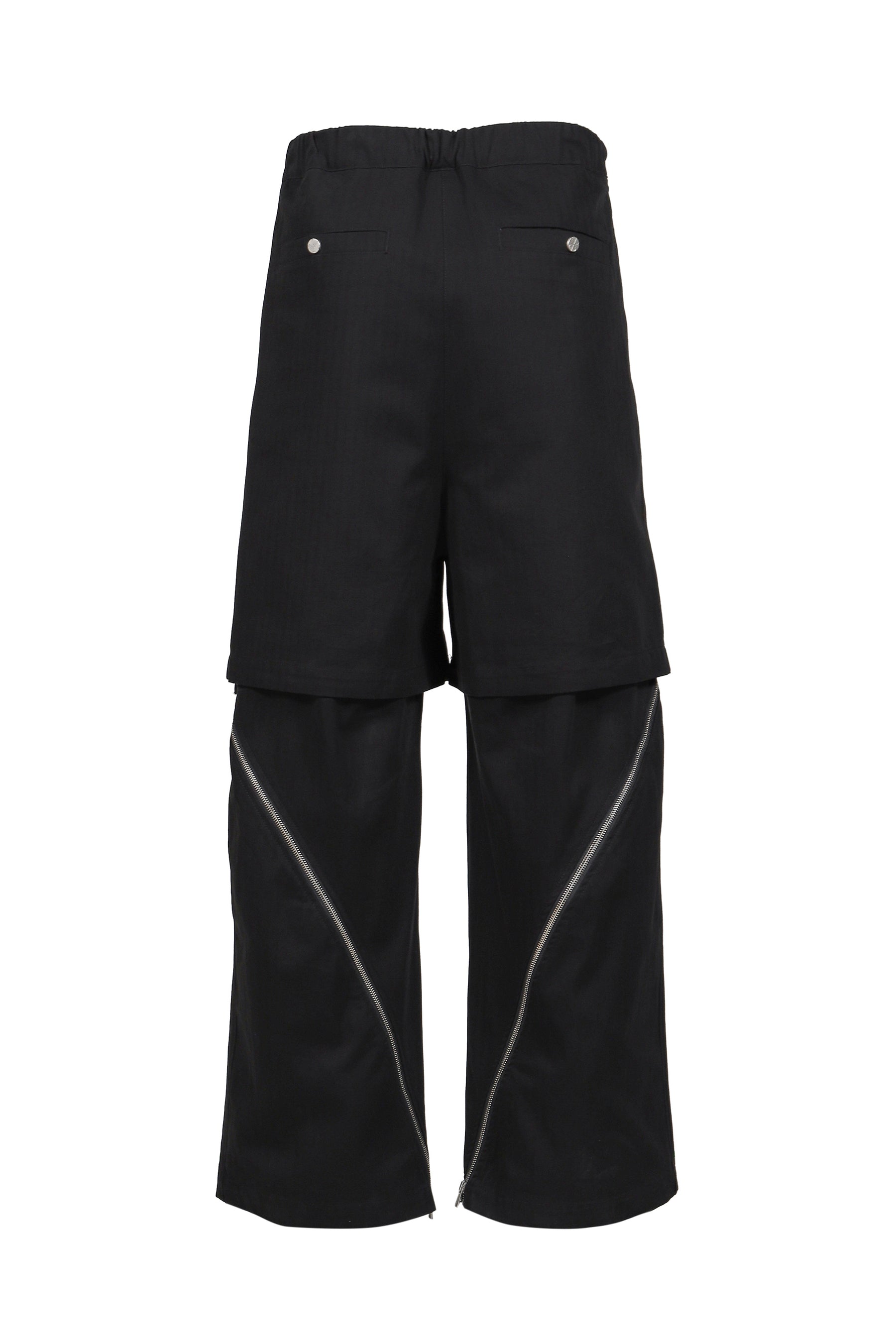 FFFPOSTALSERVICE FW25 DOUBLE LAYERED ZIP TROUSERS / BLK - NUBIAN