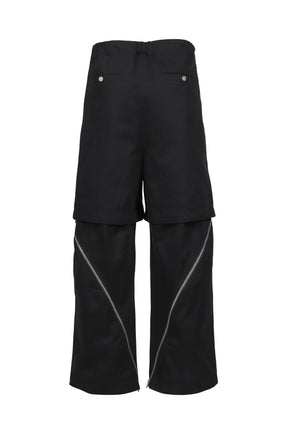 DOUBLE LAYERED ZIP TROUSERS / BLK