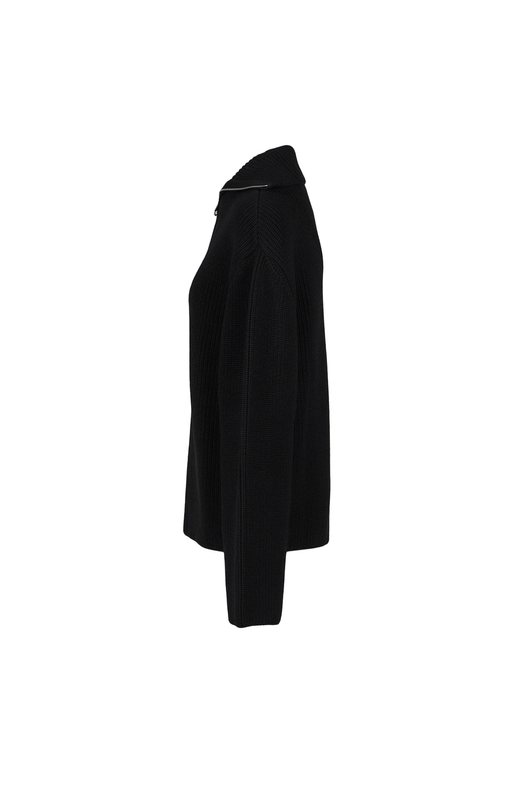 RIBBED WOOL TRUCKER SWEATER / BLK 