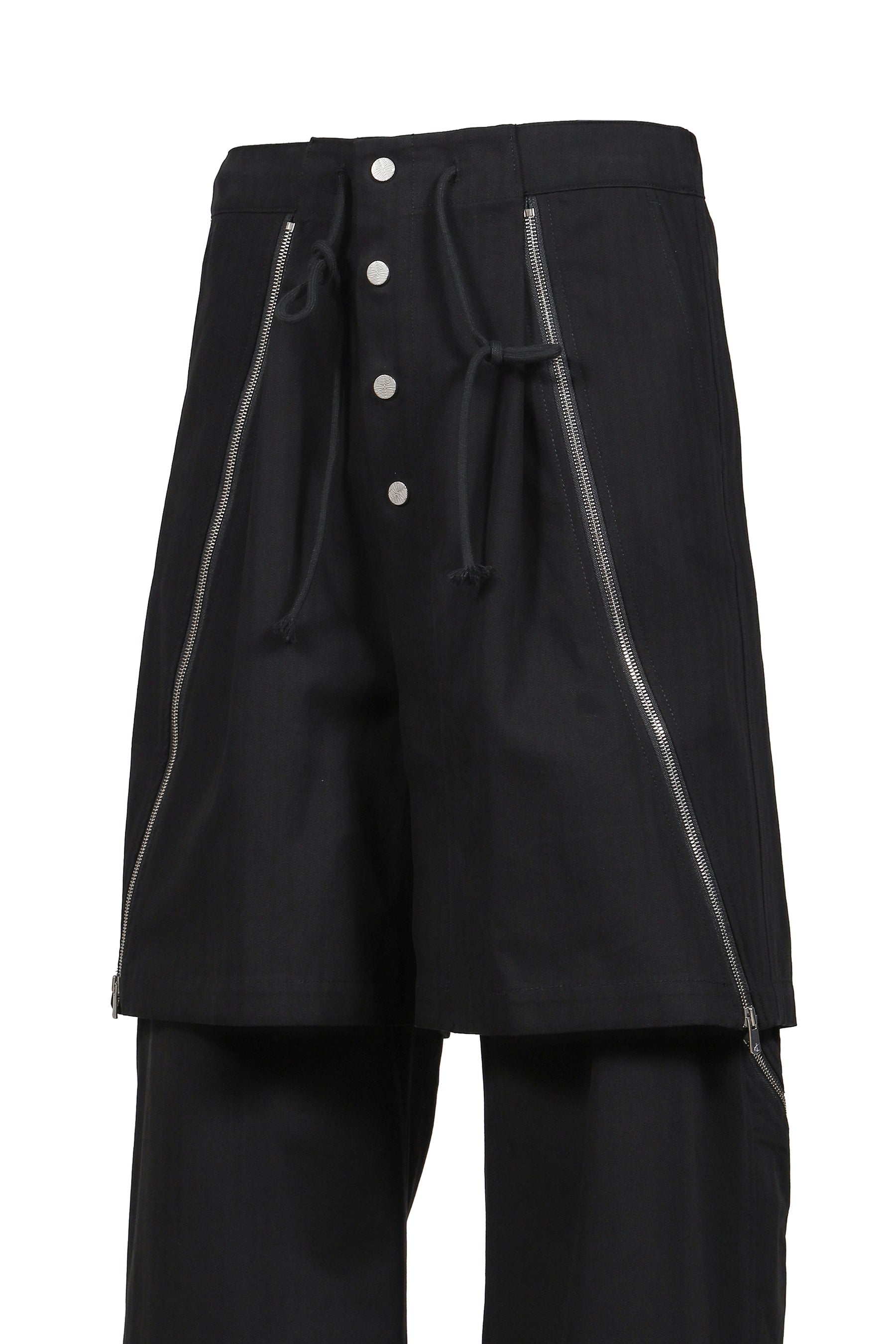 DOUBLE LAYERED ZIP TROUSERS / BLK
