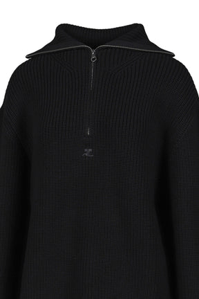RIBBED WOOL TRUCKER SWEATER / BLK 