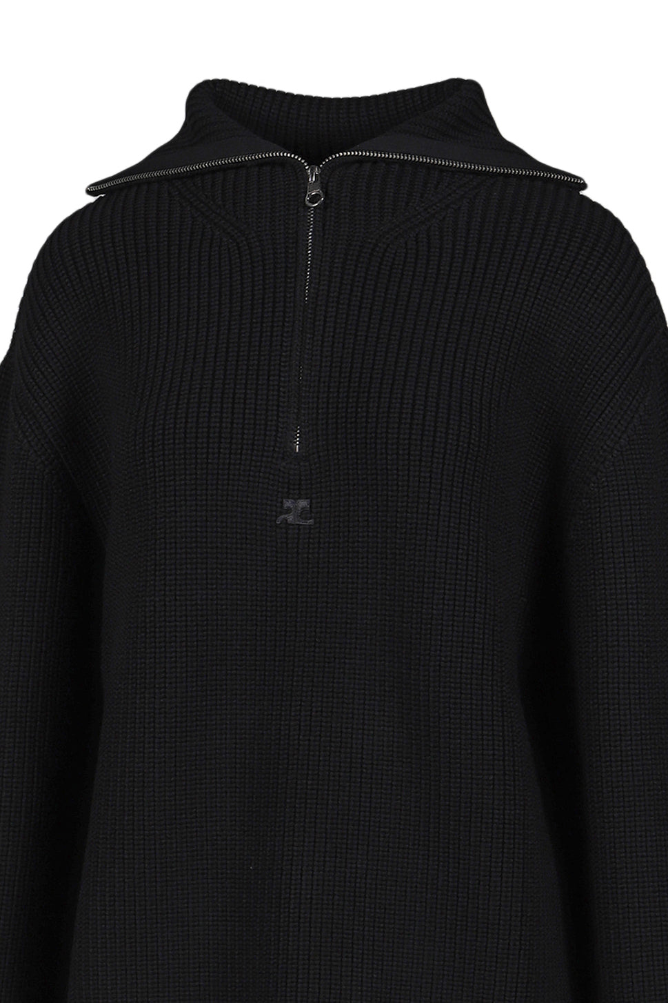 RIBBED WOOL TRUCKER SWEATER / BLK 