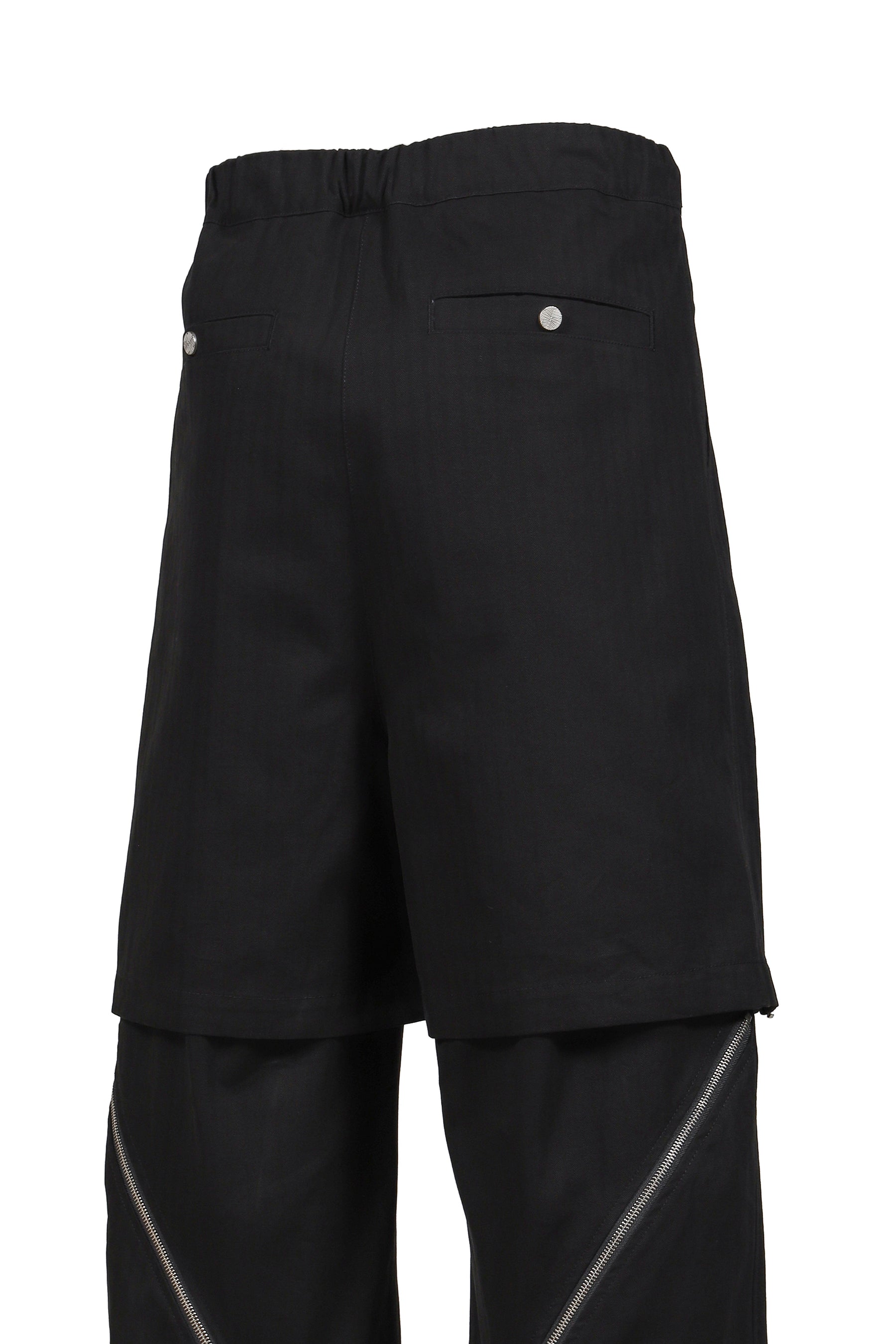 DOUBLE LAYERED ZIP TROUSERS / BLK