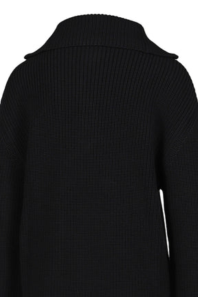 RIBBED WOOL TRUCKER SWEATER / BLK 