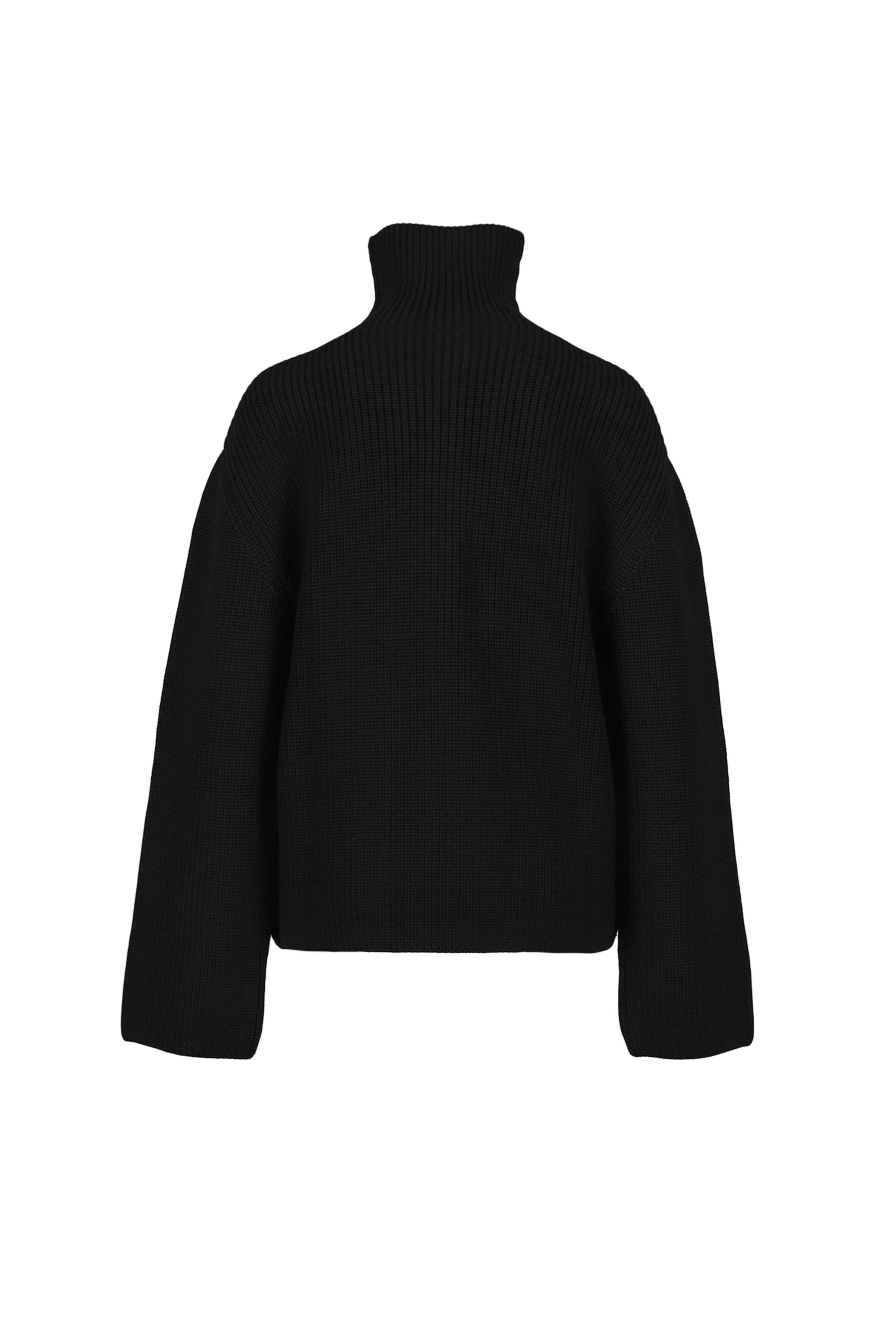 RIBBED WOOL TRUCKER SWEATER / BLK 