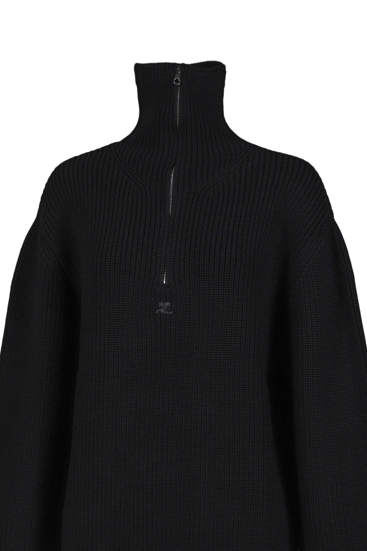 RIBBED WOOL TRUCKER SWEATER / BLK 