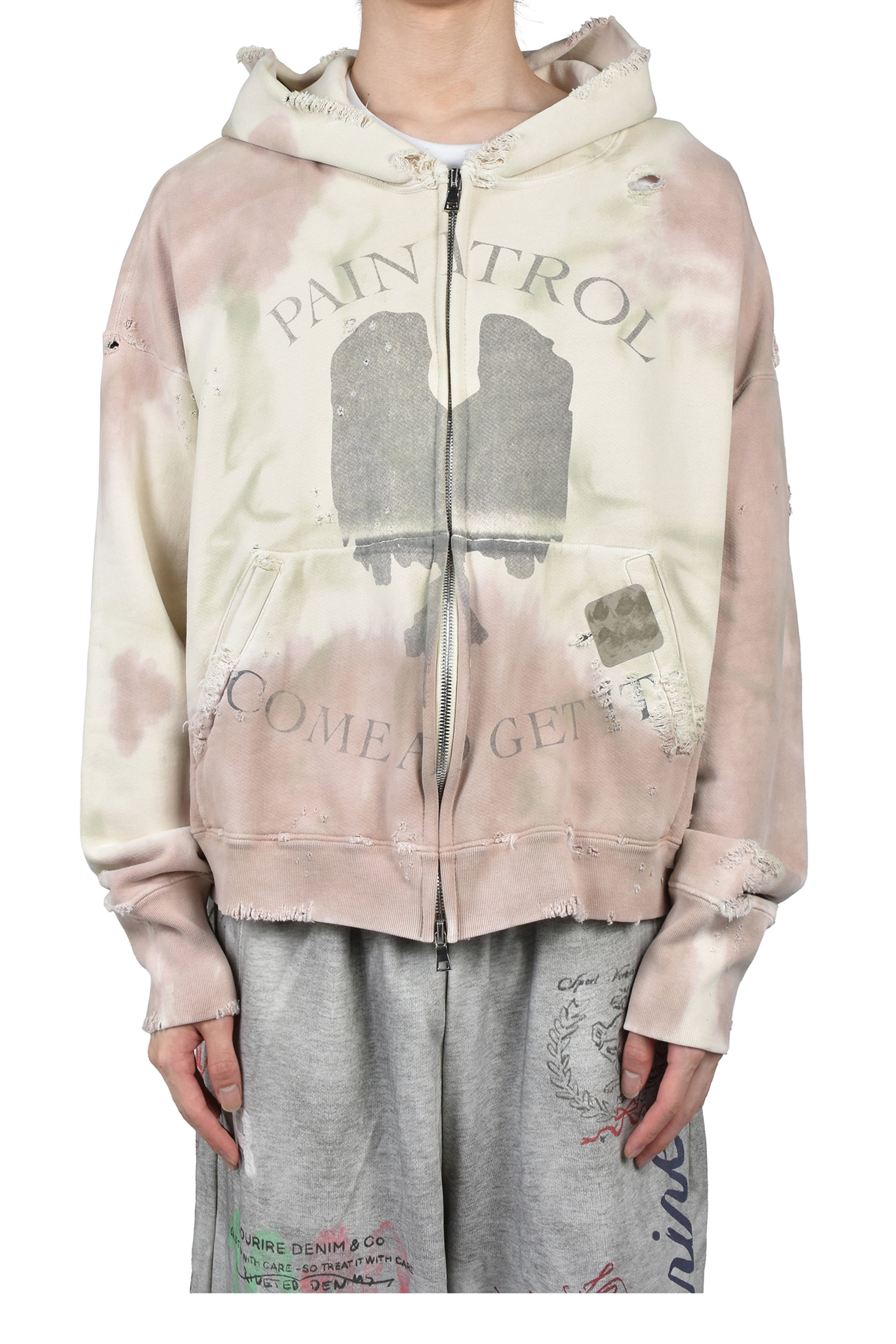 PAIN ZIP-UP HOODIE / WHT