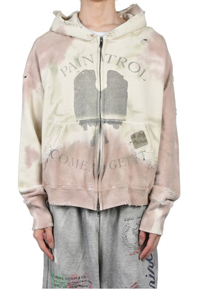 PAIN ZIP-UP HOODIE / WHT