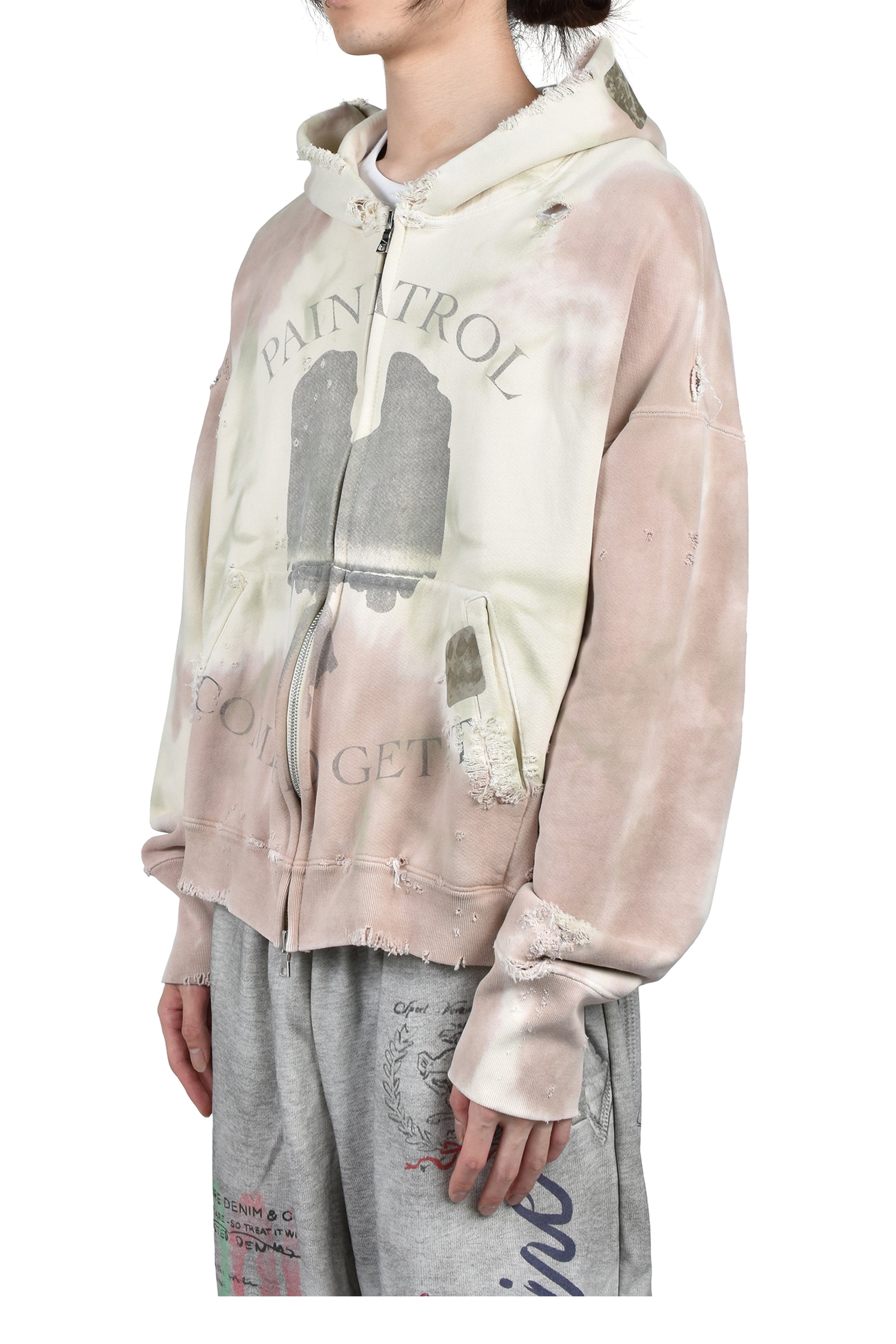PAIN ZIP-UP HOODIE / WHT