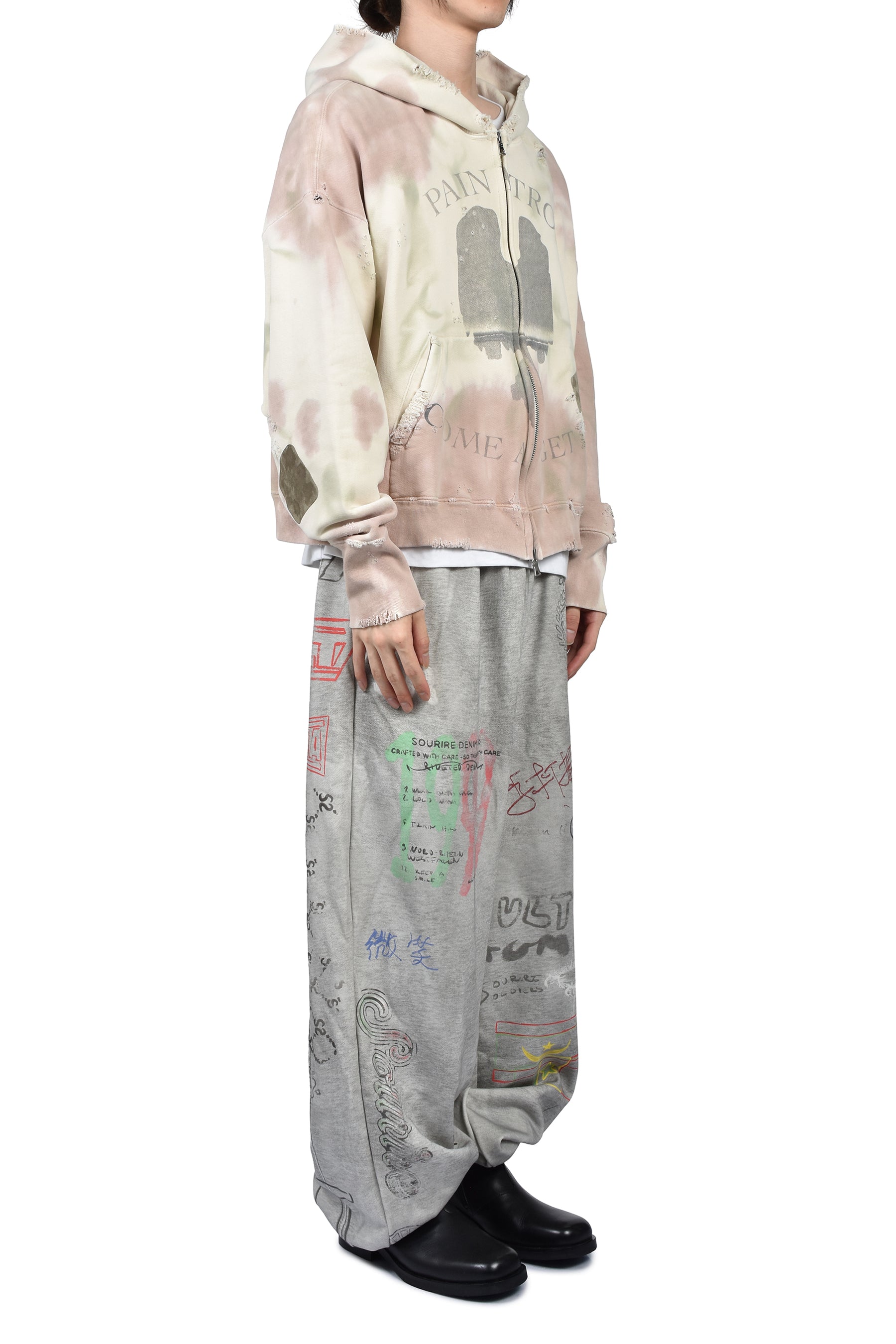 PAIN ZIP-UP HOODIE / WHT
