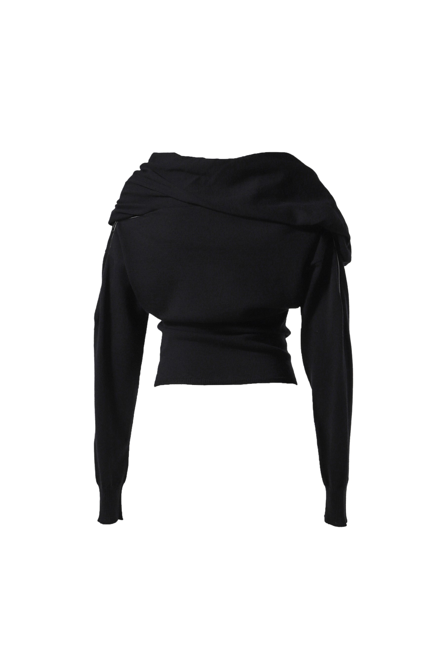 ZIP INSERT KNIT TOP / BLK