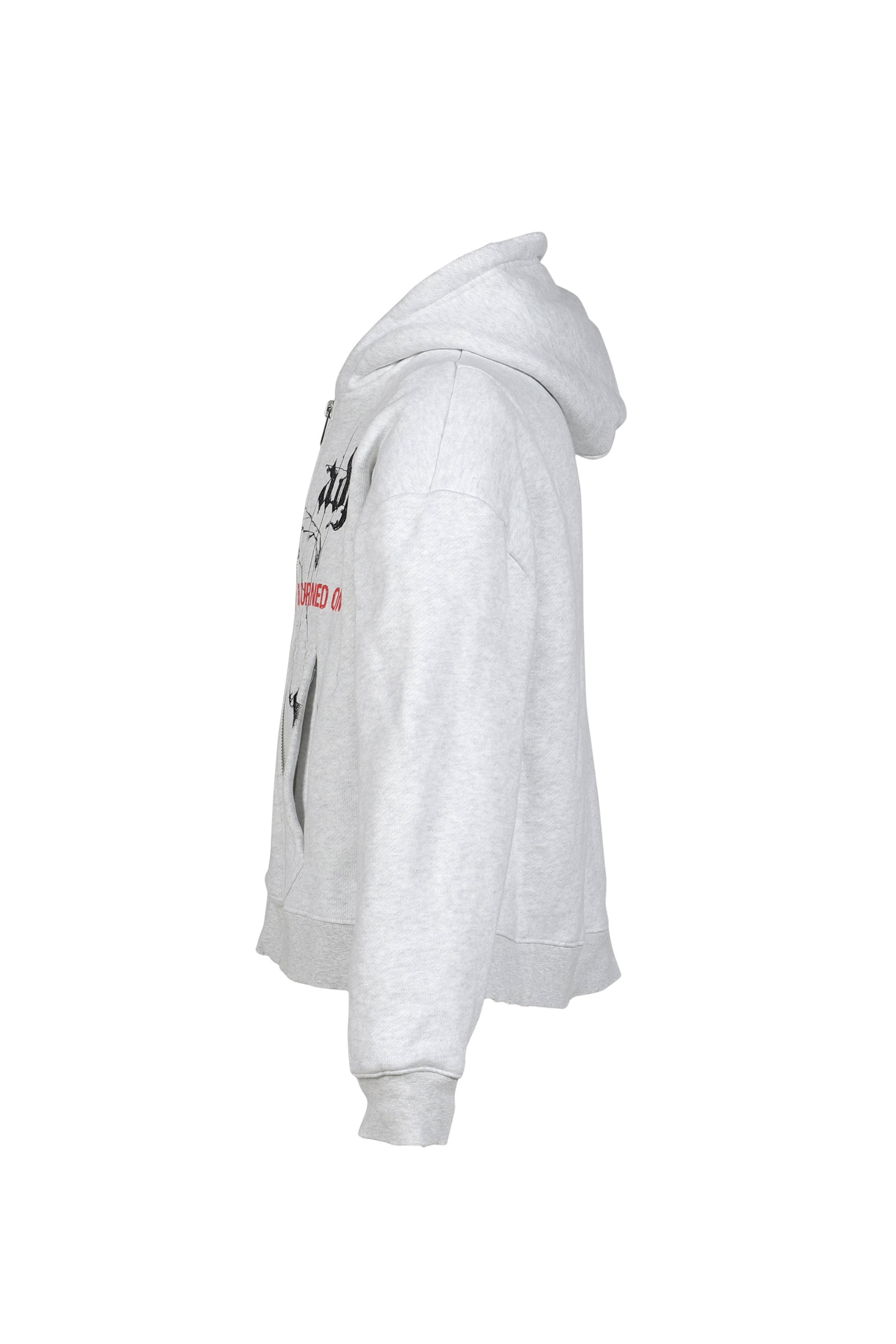 ZIP HOODIE 'DEAD BUT STILL TURNED ON' / HEATHER GRY