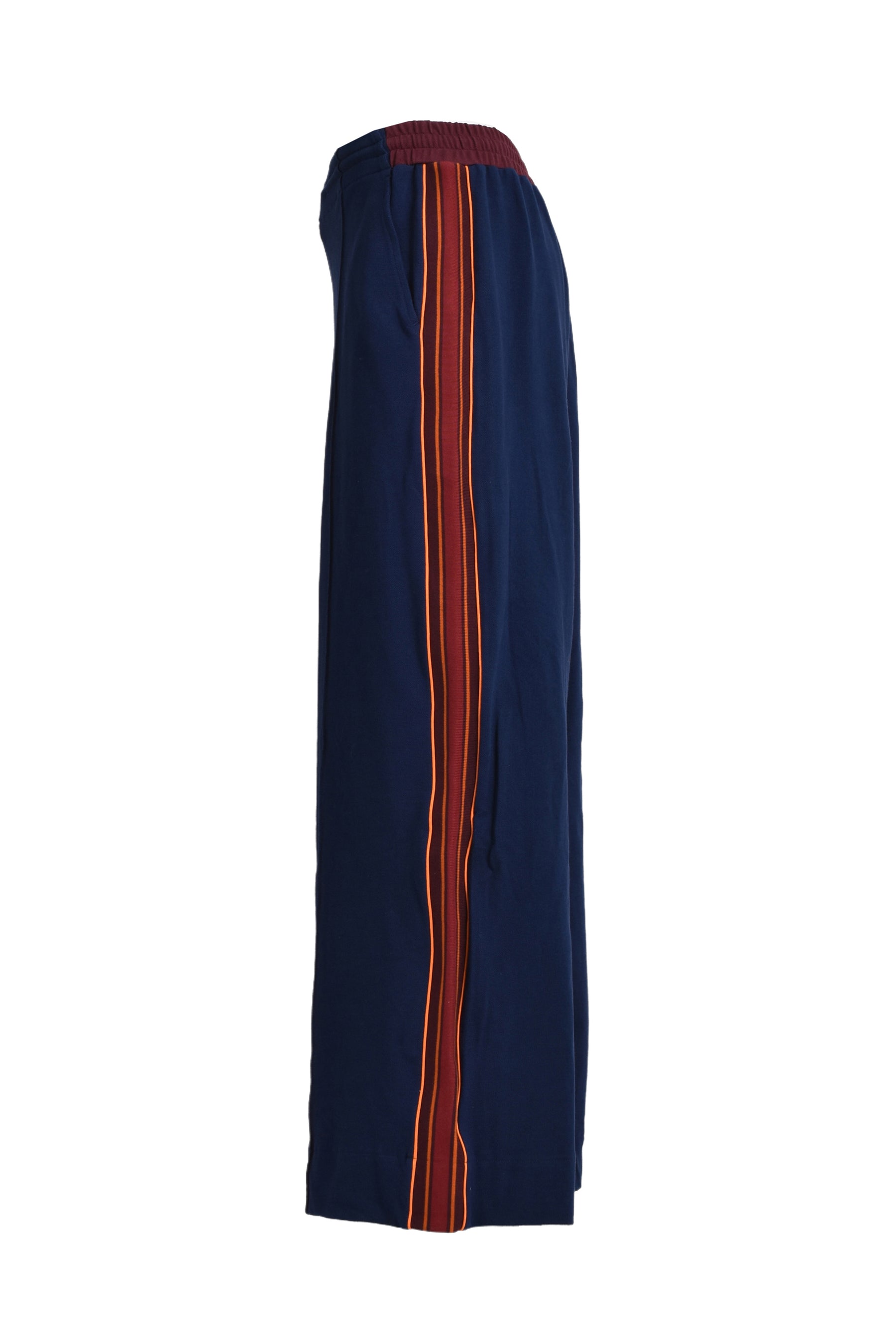 WIDE LEG TRACK PANT / NAVY / BURGUNDY