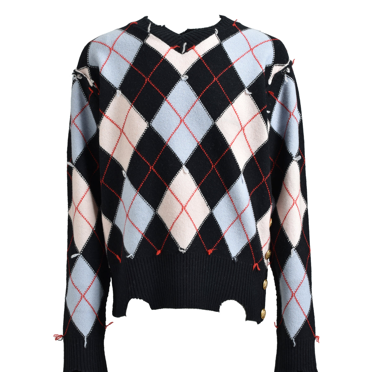 トップス MASU 25AW DIAMOND SCRAPED SWEATER 25AW】MASU DIAMOND SCRAPED SWEATER - BLACK | NOUVERTEmagazine