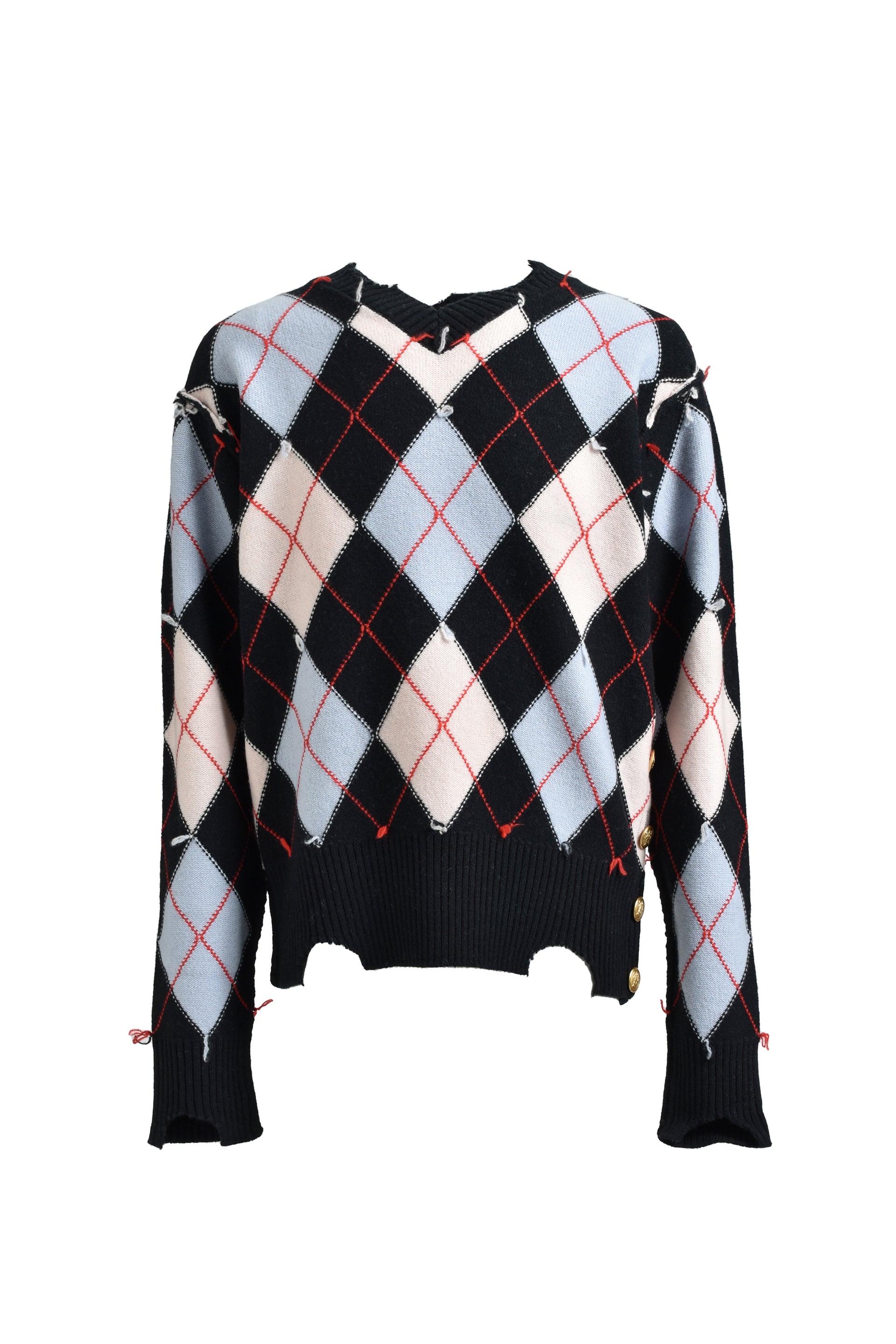 DIAMOND SCRAPED SWEATER / BLK