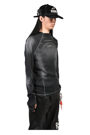 CROSSBONES LS TEE / BLACK WASHED