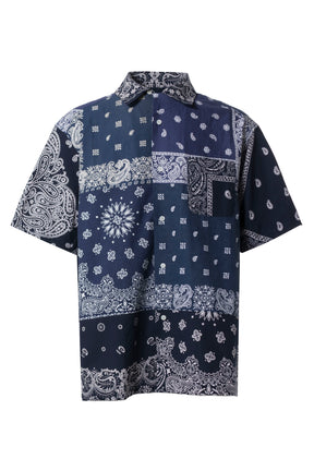 Children of the Discordance Navy Vintage Bandana Patchwork Short Sleeve  Shirt Children of the Discordance