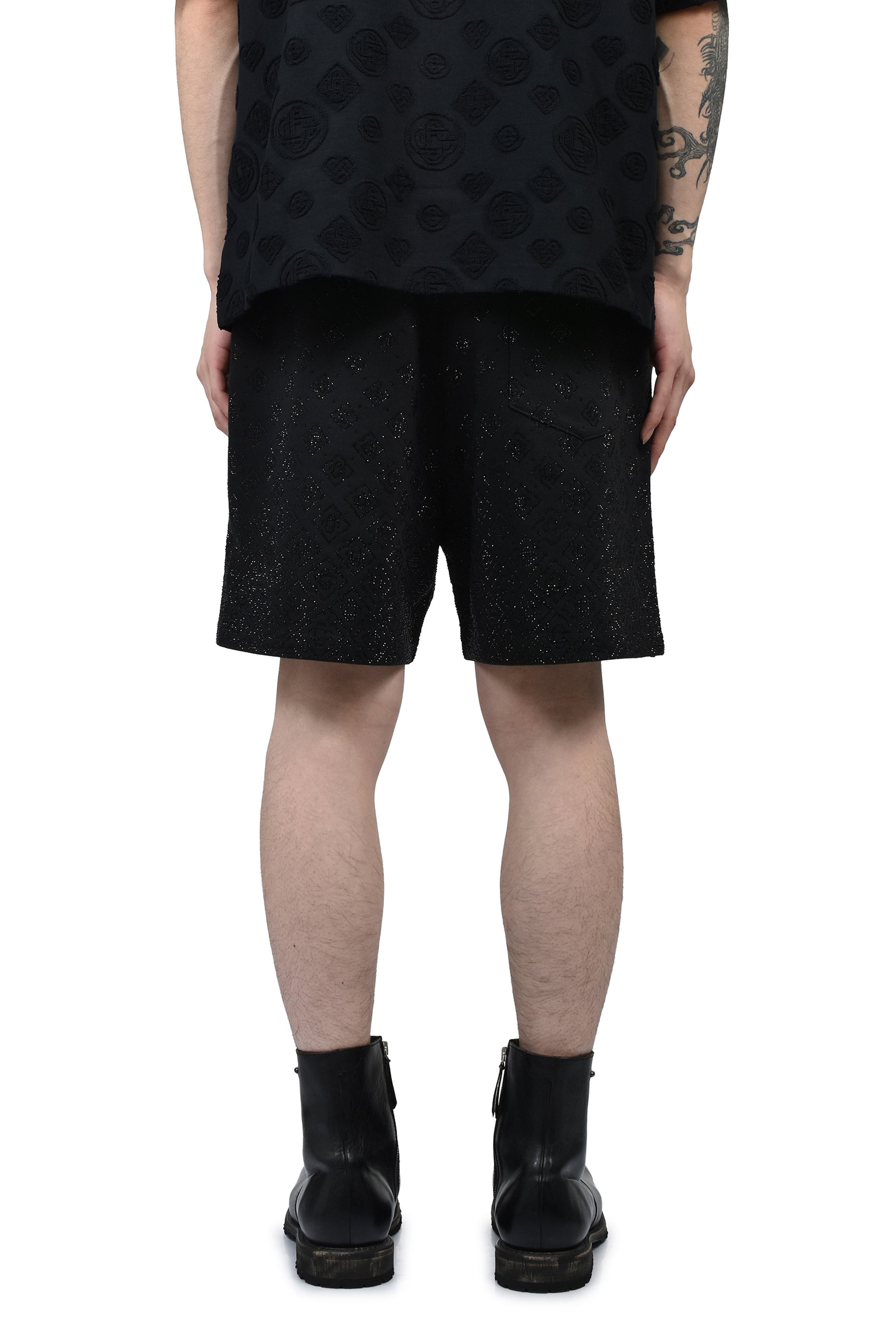 CRYSTAL MONOGRAM SWEATSHORT / BLK