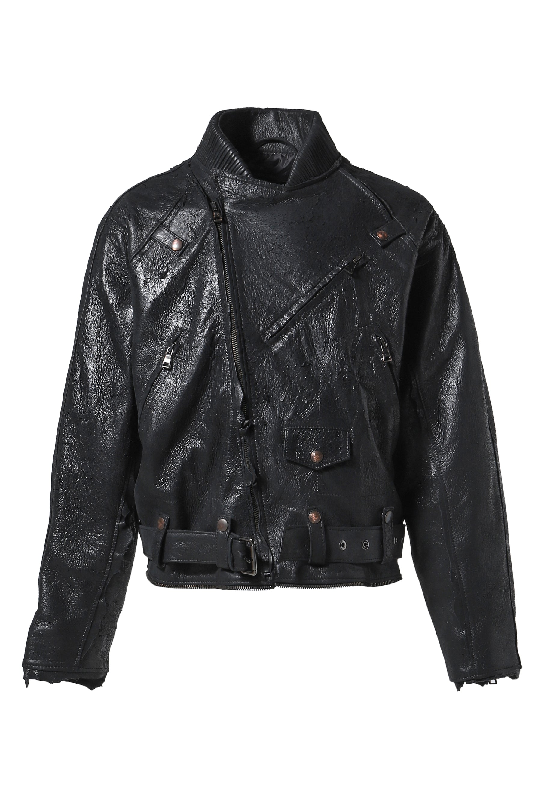 USED LEATHER BIKER / BLK