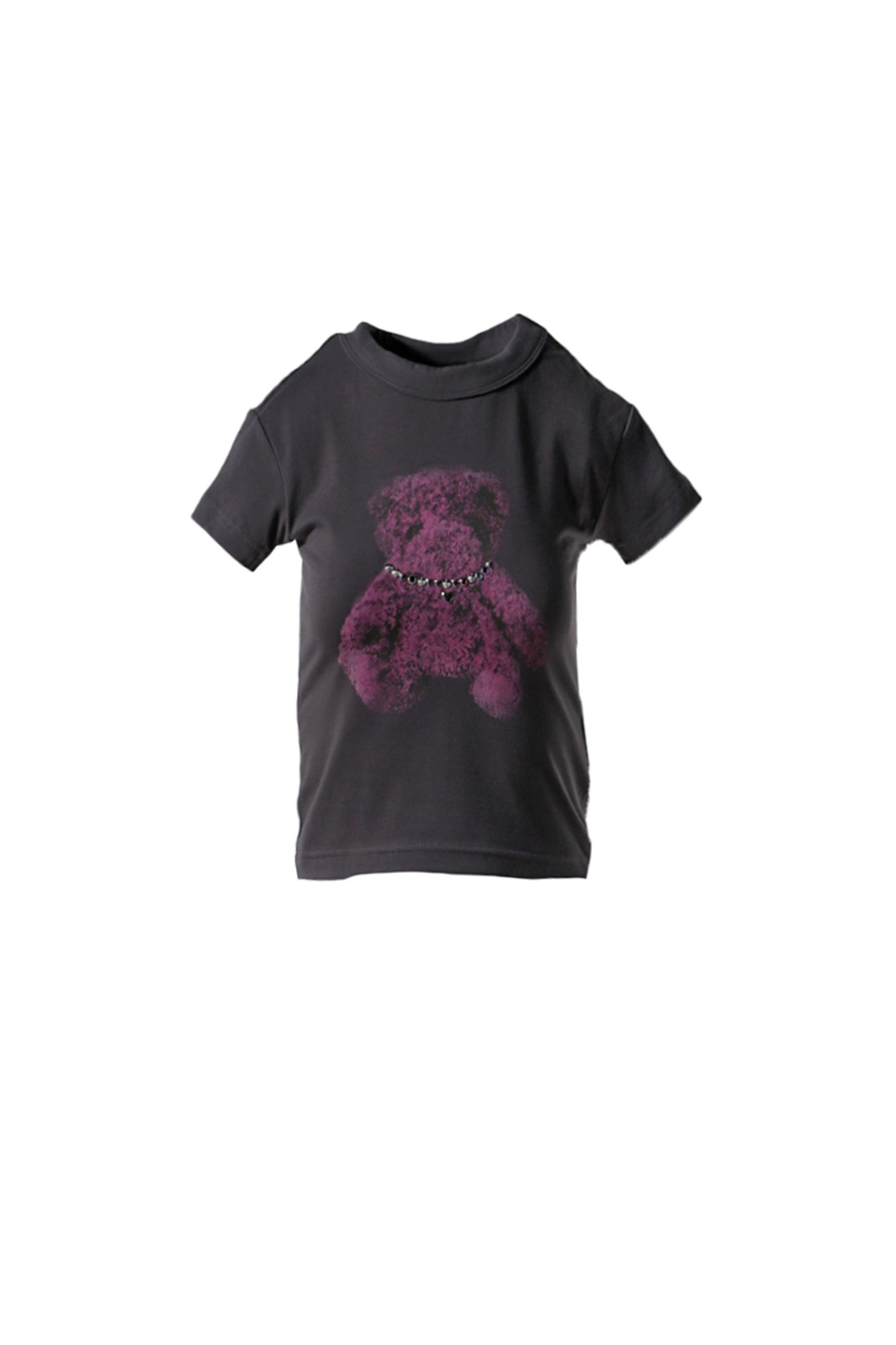 We11done CHARCOAL WOMENS STUDDED BEAR CROPPED T-SHIRT / CHARCOAL