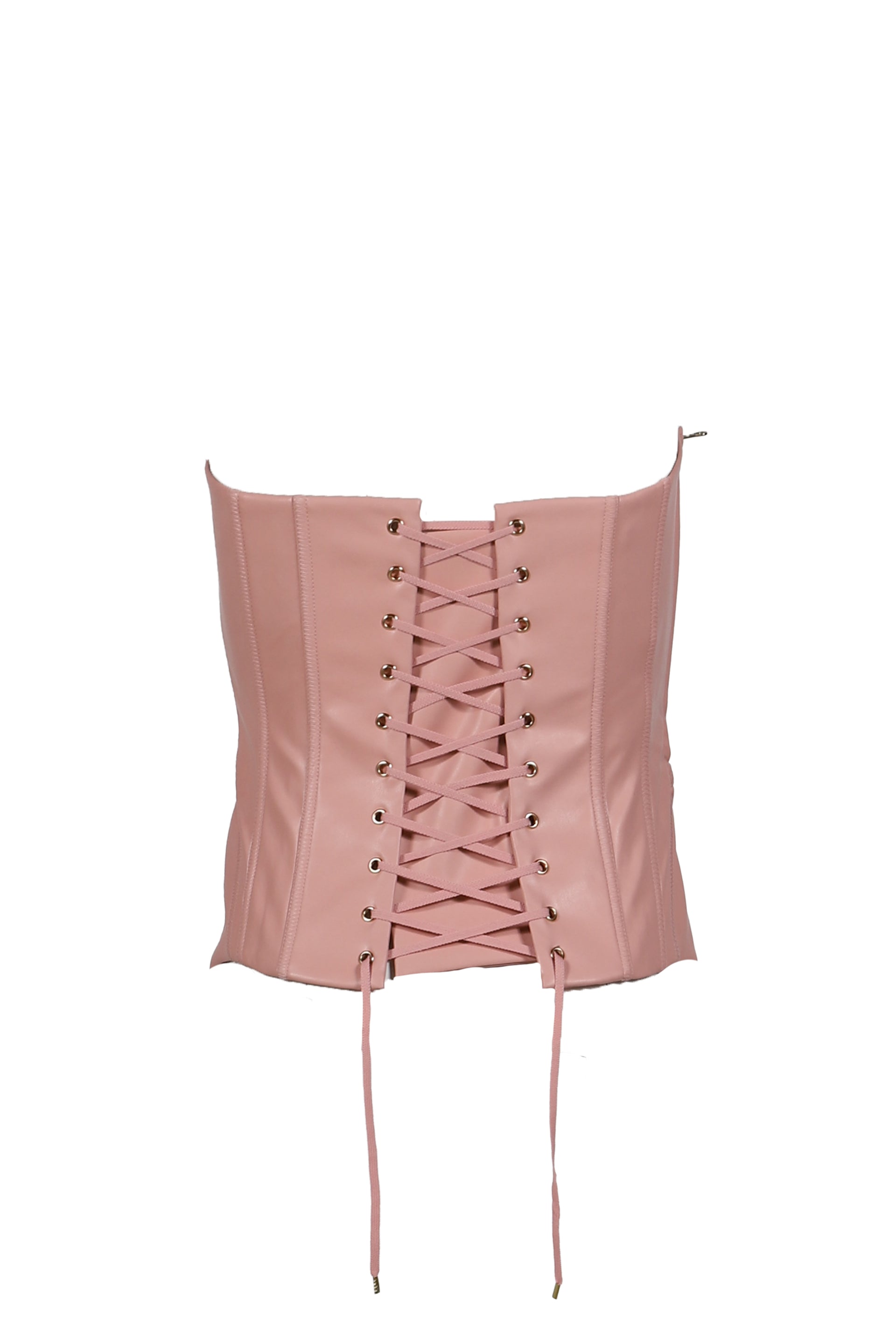 PINK FAUX LEATHER DEVIL HORN CORSET / PNK 