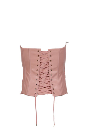 PINK FAUX LEATHER DEVIL HORN CORSET / PNK 