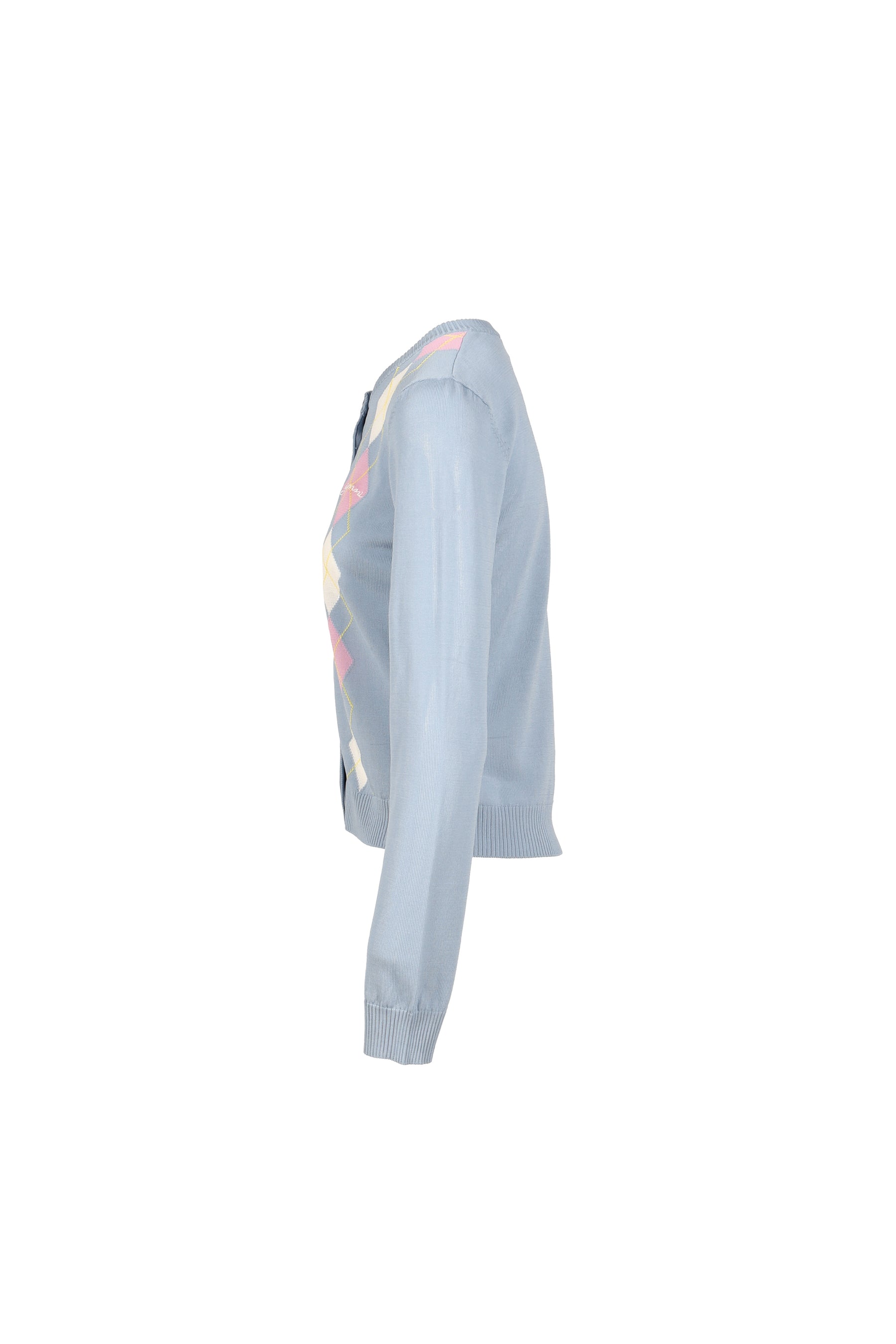 LIGHT COTTON ARGYLE CARDIGAN / SOFT CHAMBRAY