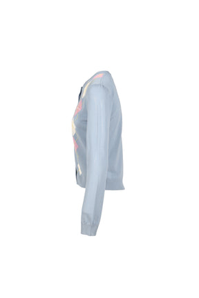 LIGHT COTTON ARGYLE CARDIGAN / SOFT CHAMBRAY