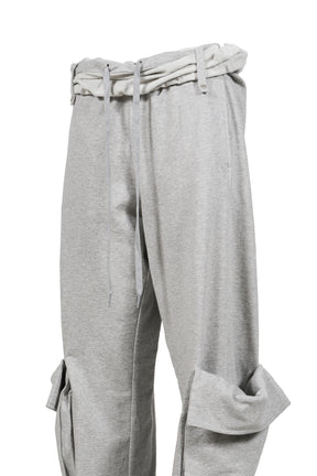 OPEN YY ROLLED WAIST SWEAT CARGO PANTS / GRY