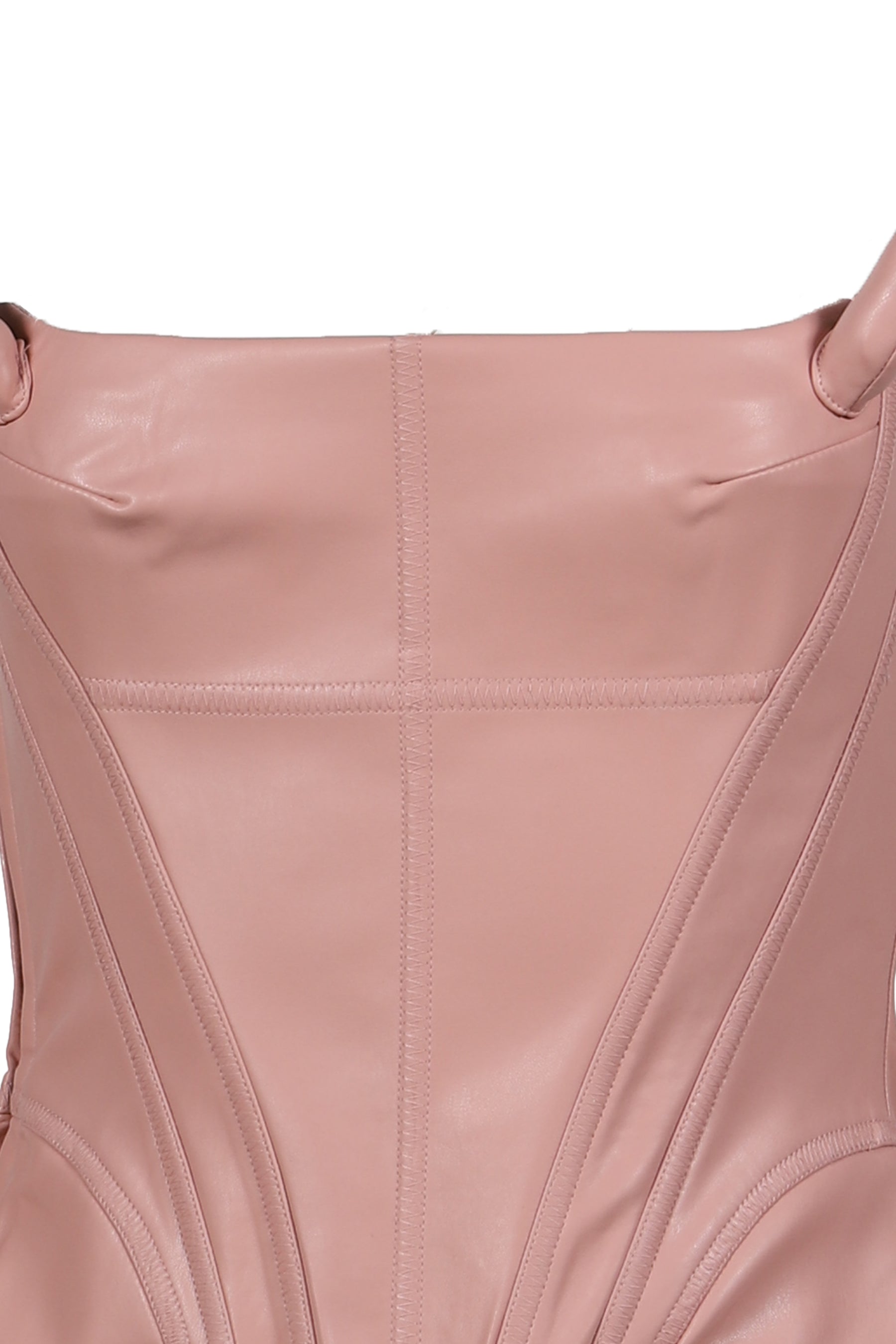 PINK FAUX LEATHER DEVIL HORN CORSET / PNK 