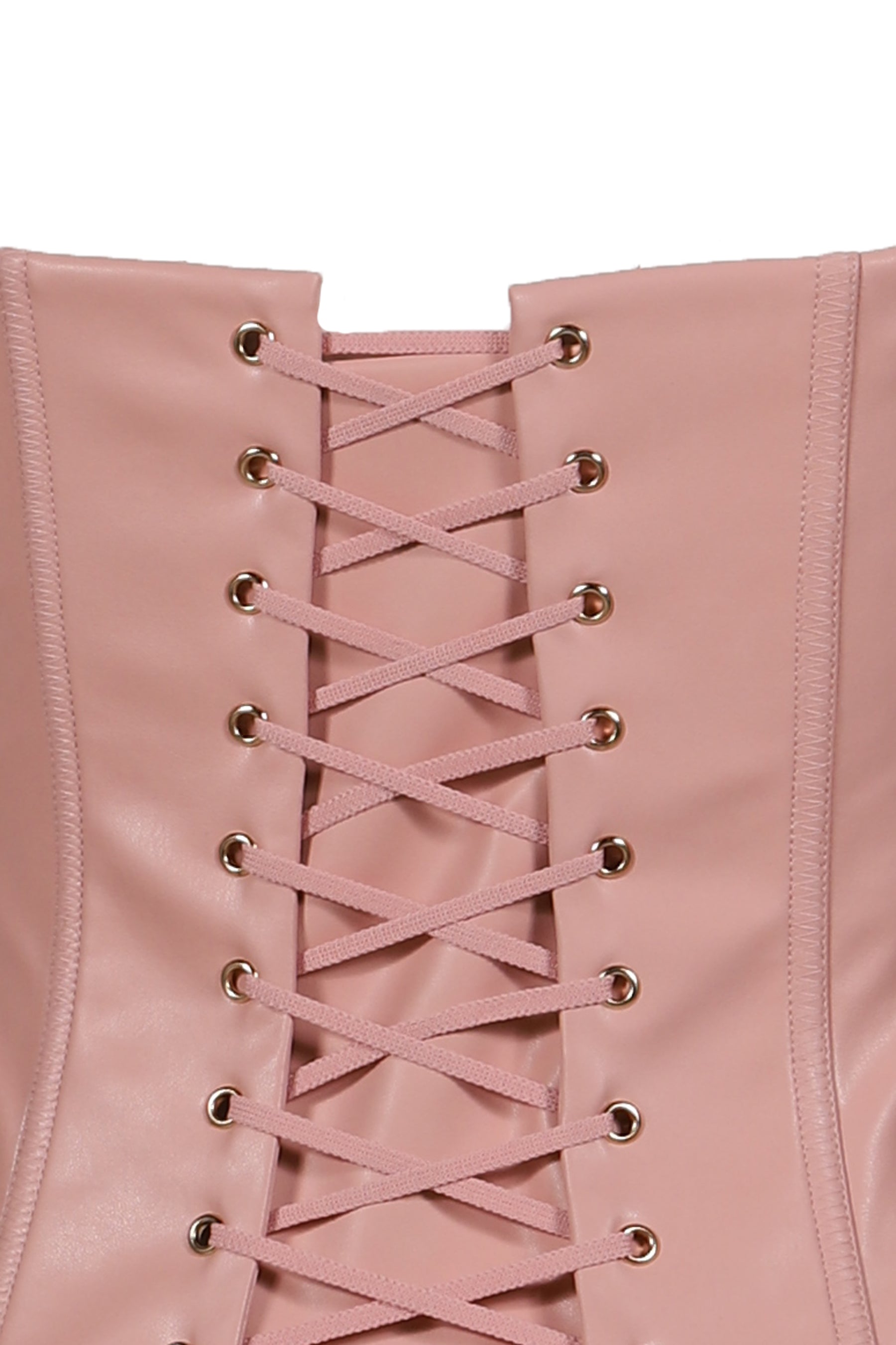 PINK FAUX LEATHER DEVIL HORN CORSET / PNK 