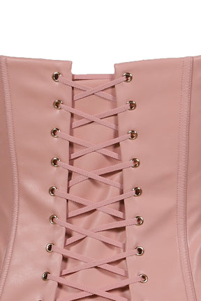 PINK FAUX LEATHER DEVIL HORN CORSET / PNK 