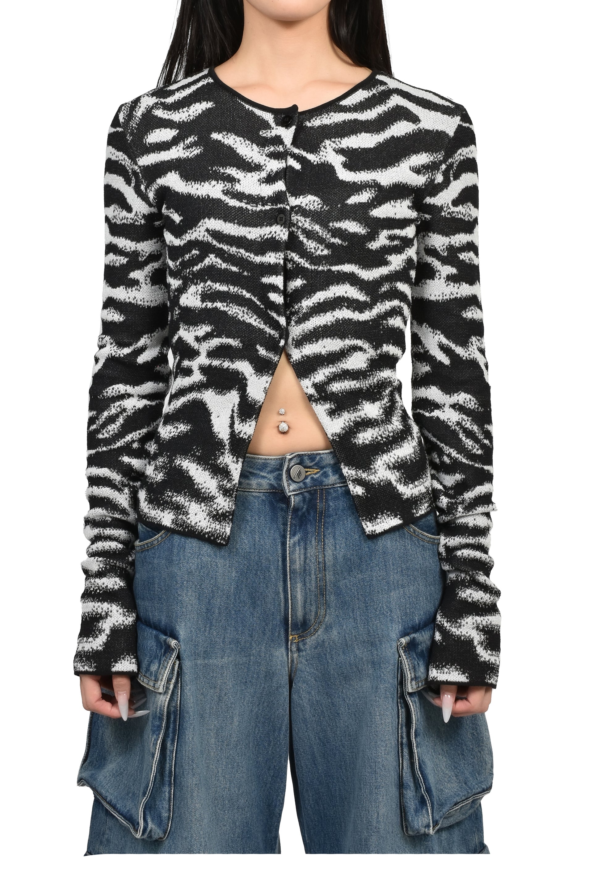 CARDIGAN / WHT BLK