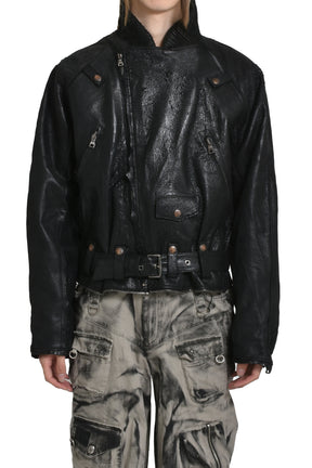 USED LEATHER BIKER / BLK