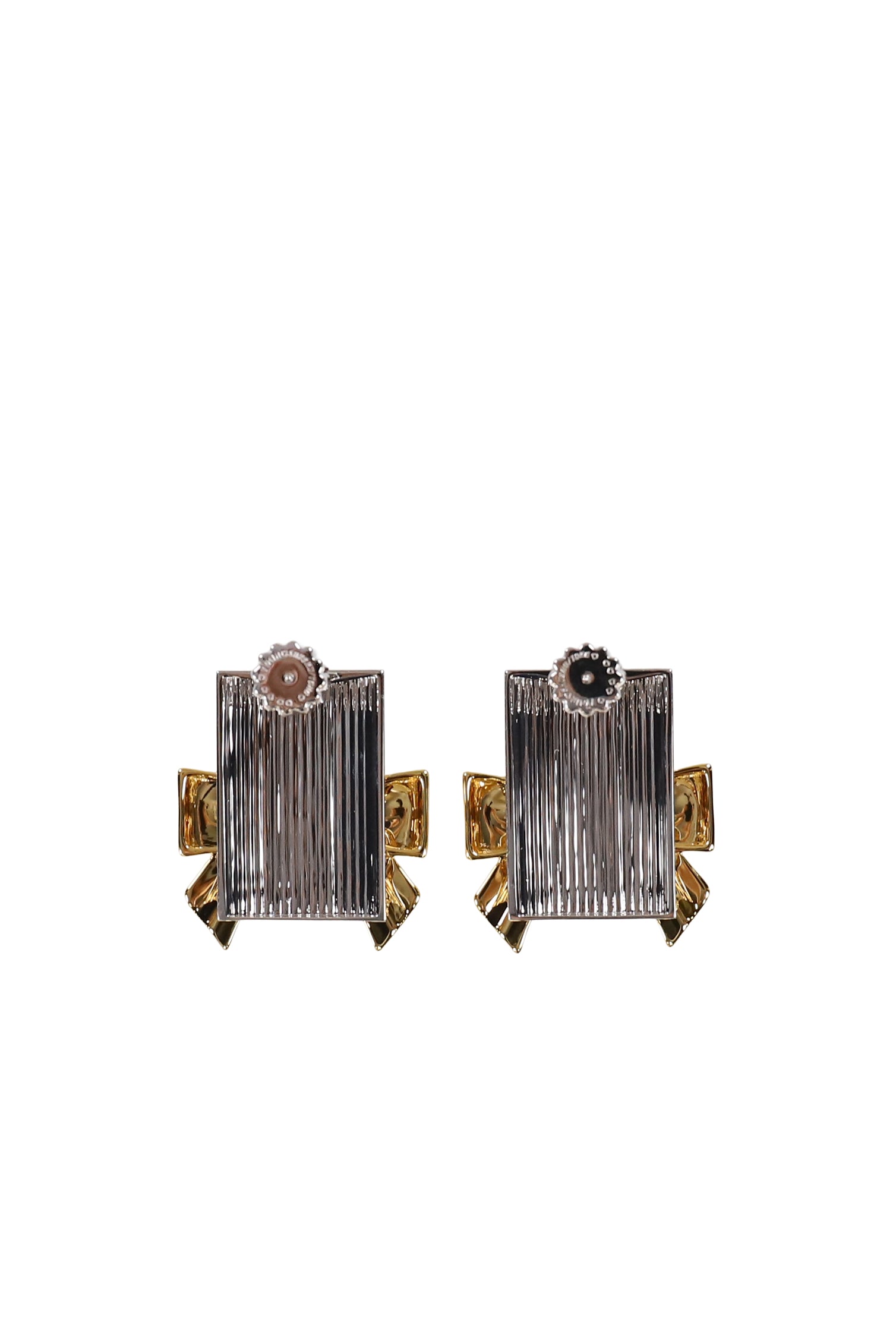 BOW-ADORNED SQUARE STUD EARRINGS / GOLD