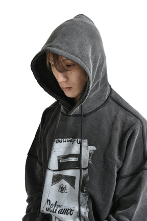 HOODIE 'ANTISOCIAL FLAVOR WHITE' / WASH BLK