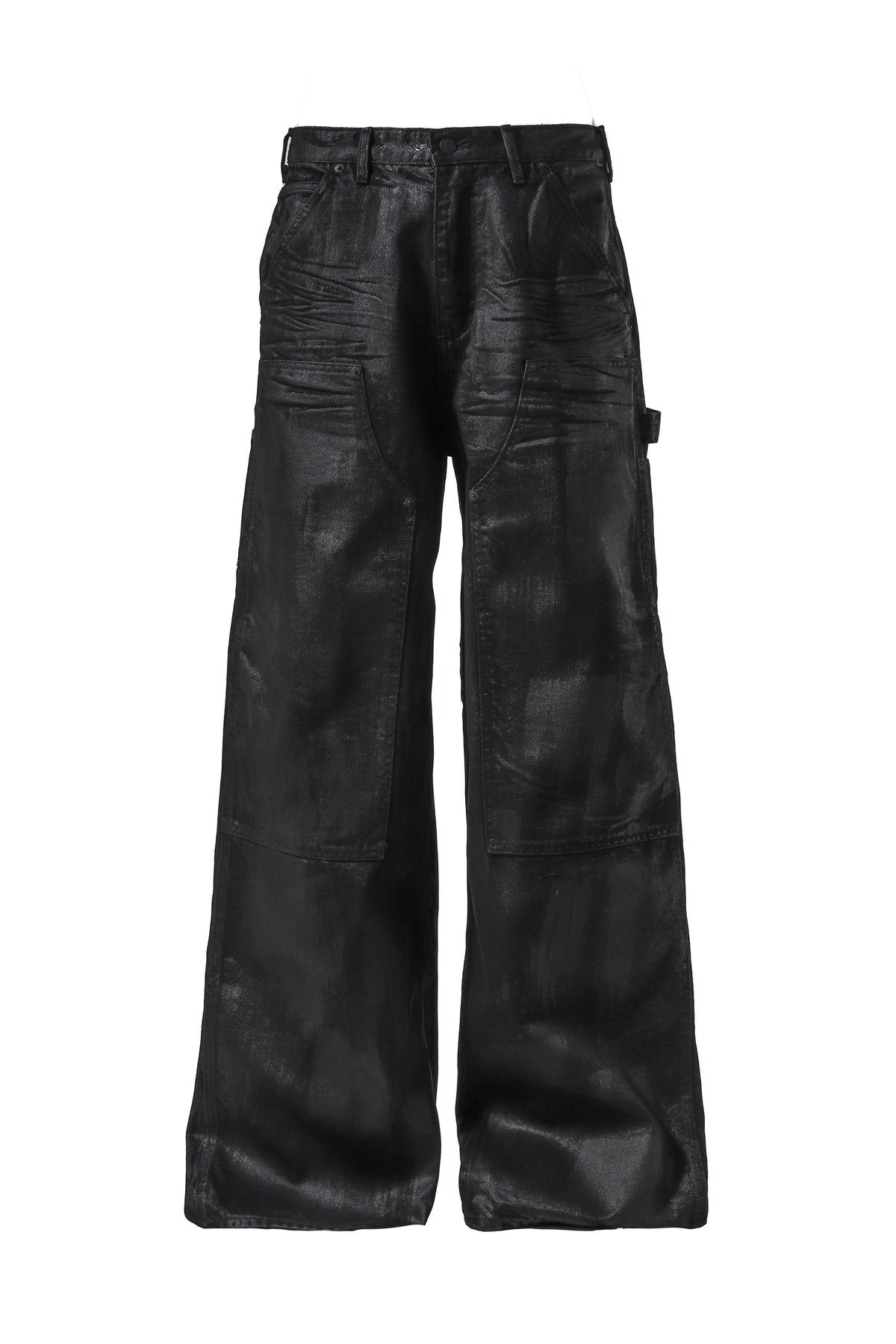 COATED CARPENTER WIDE BAGGY JEANS / BLK