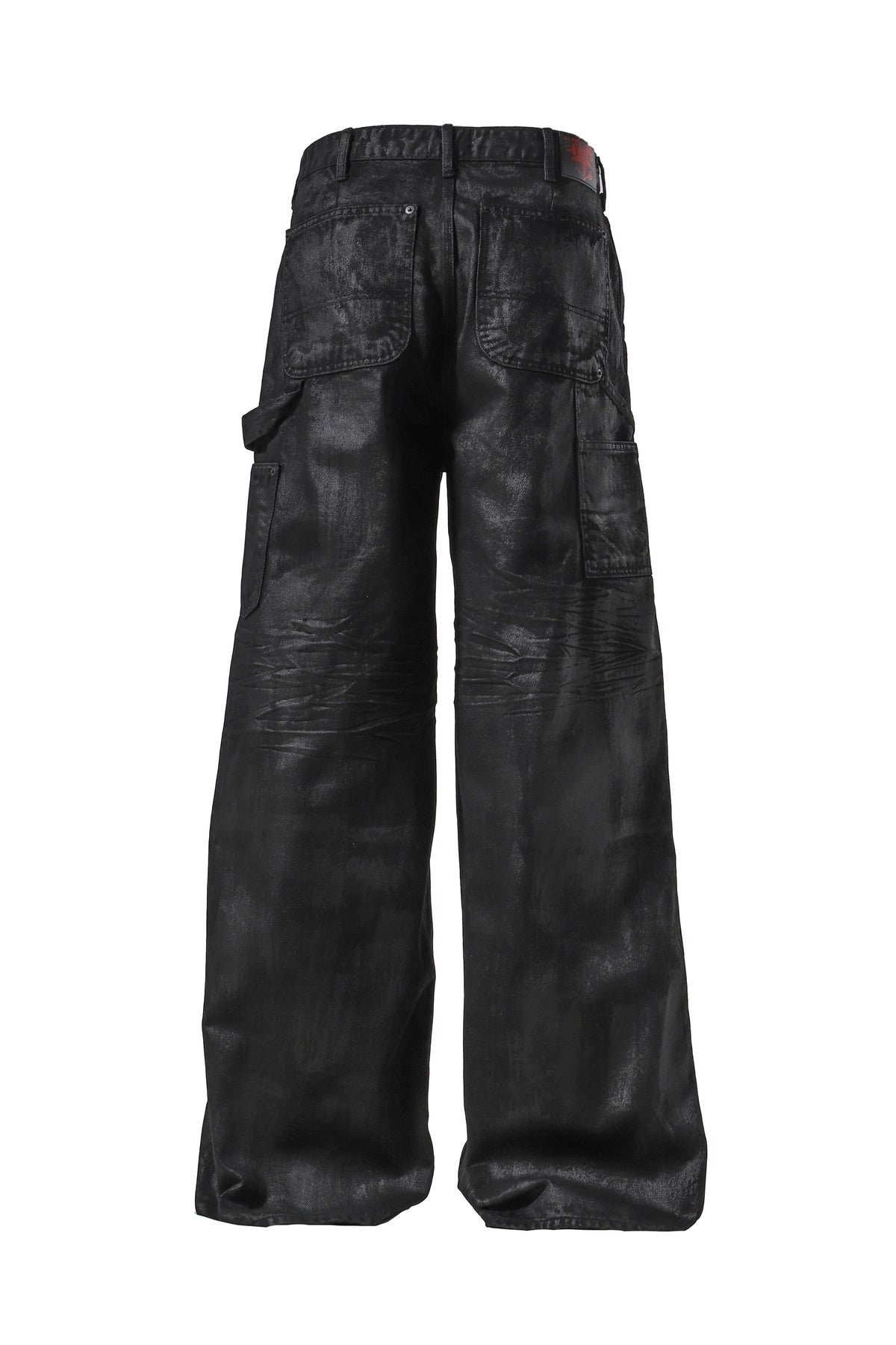 COATED CARPENTER WIDE BAGGY JEANS / BLK