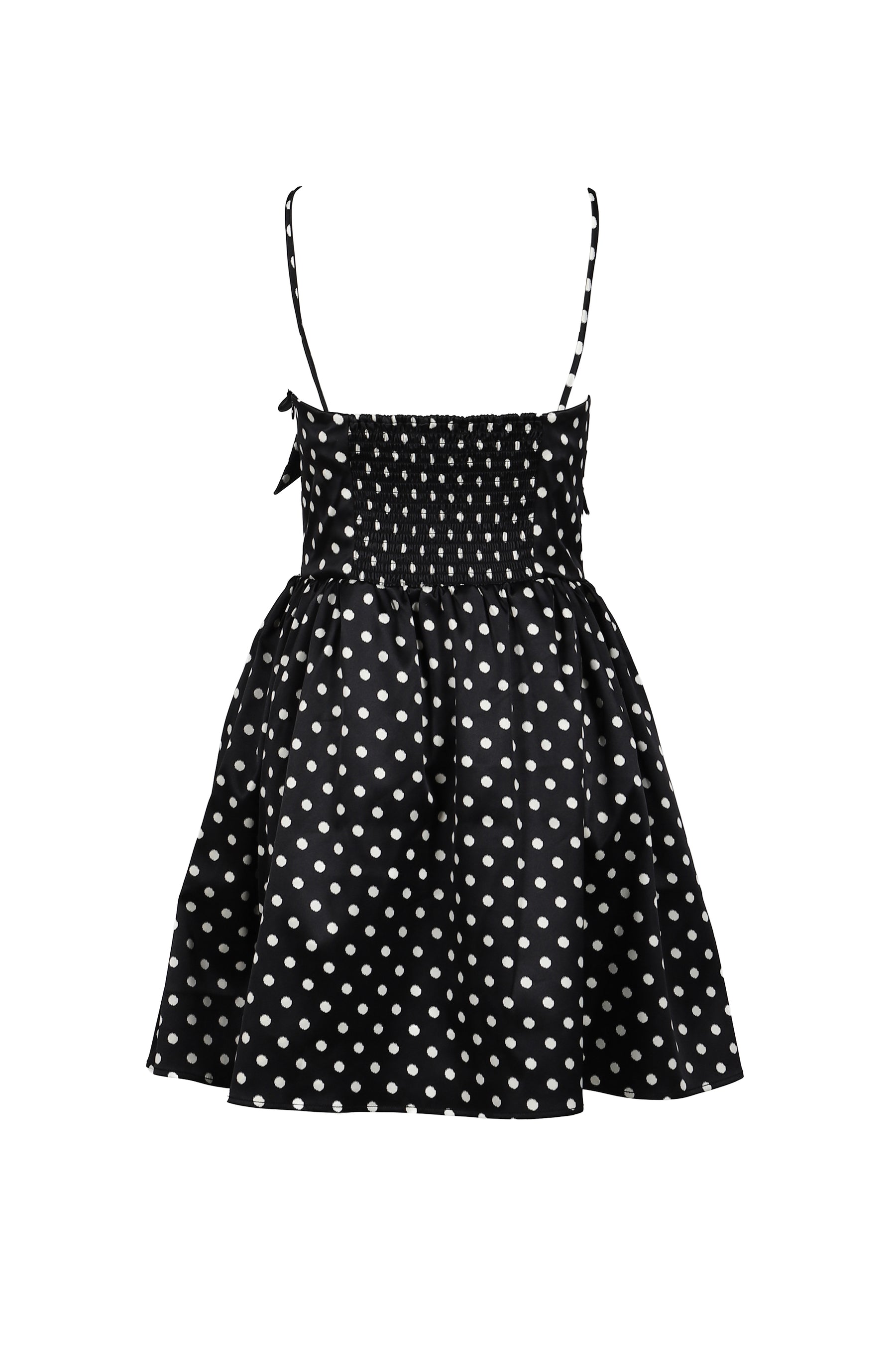 PRINTED DOUBLE SATIN MINI STRAP DRESS / BLK