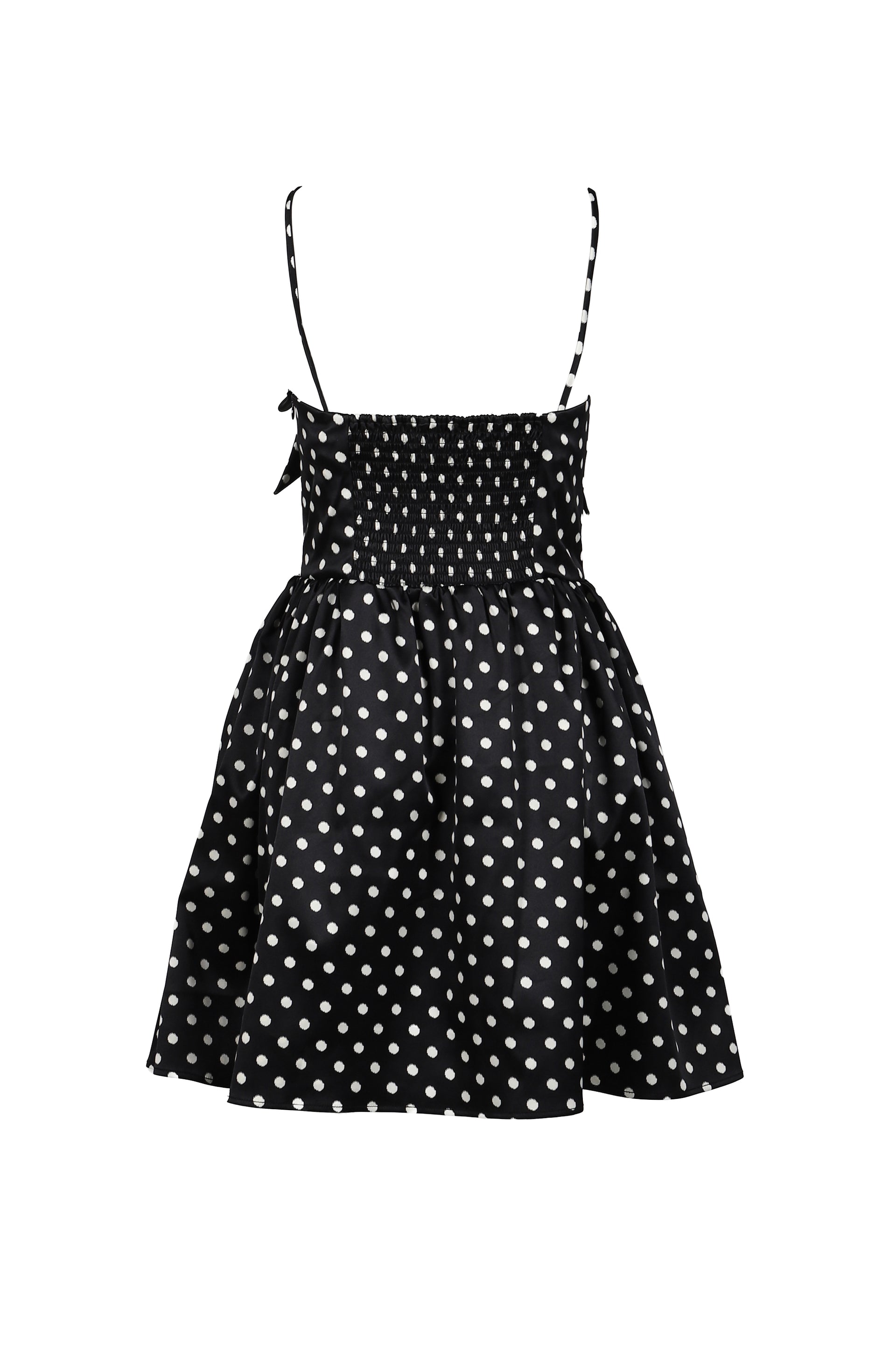 PRINTED DOUBLE SATIN MINI STRAP DRESS / BLK