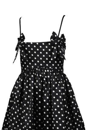 PRINTED DOUBLE SATIN MINI STRAP DRESS / BLK