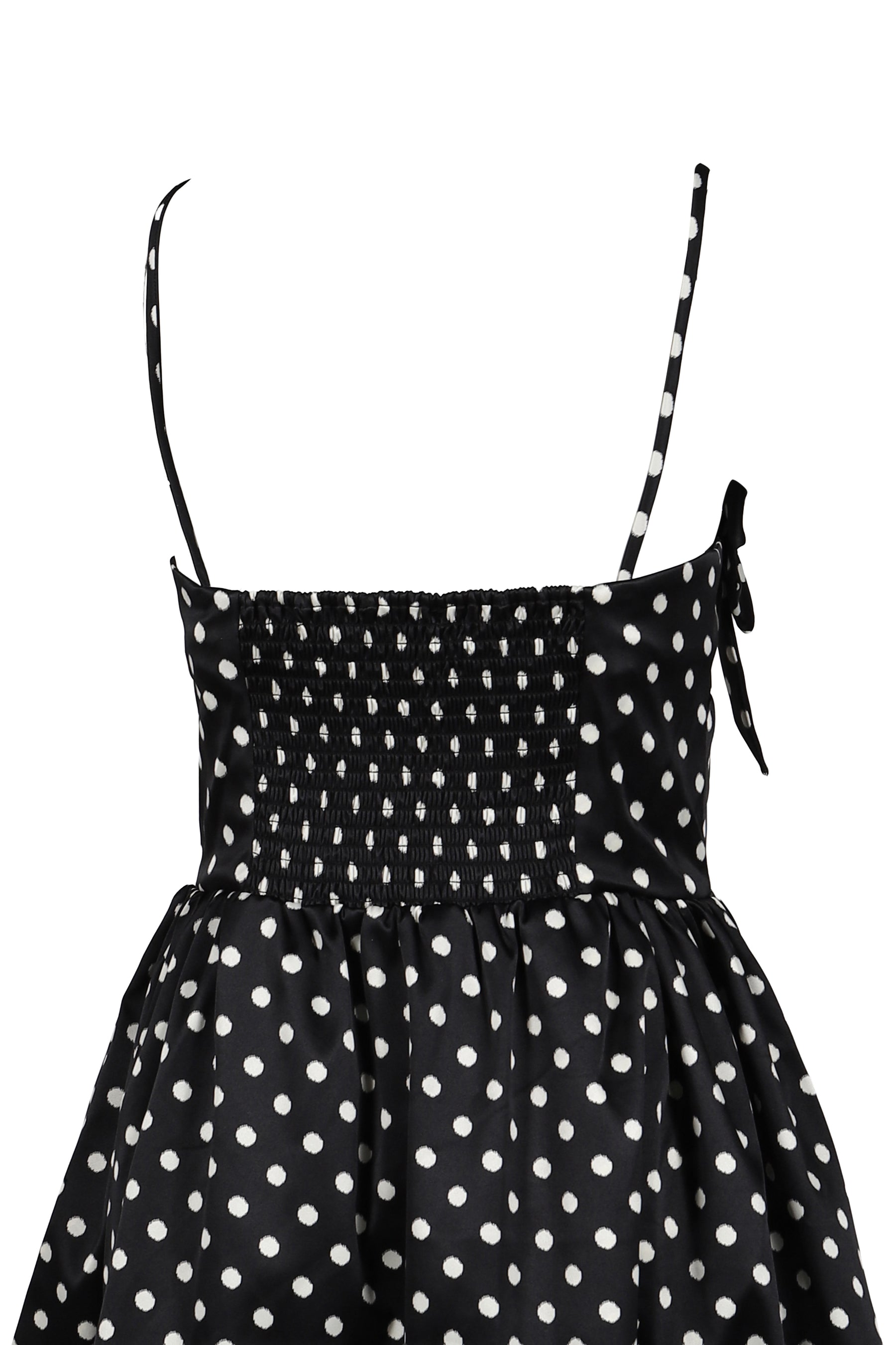 PRINTED DOUBLE SATIN MINI STRAP DRESS / BLK