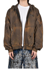 TC TWO TONE WASHED ZIP-UP HOODIE / OLV