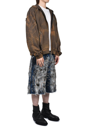TC TWO TONE WASHED ZIP-UP HOODIE / OLV
