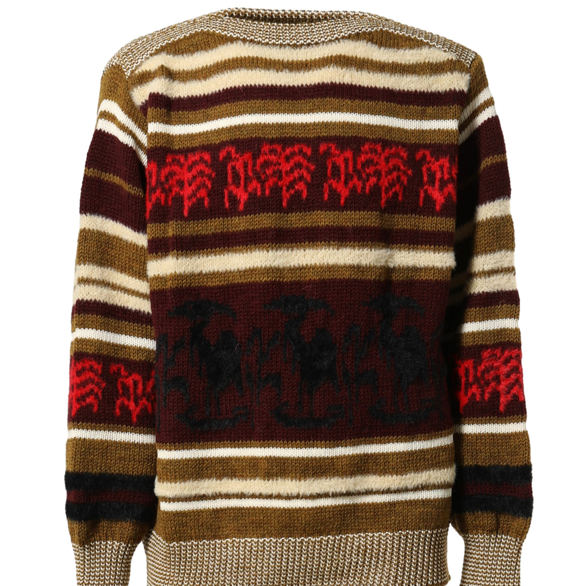 WOOL JACQUARD KNIT PULLOVER / DARK RED