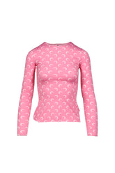 MOON PRINTED JERSEY LS CREWNECK TOP / PNK