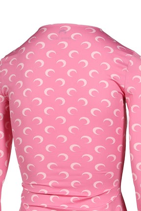 MOON PRINTED JERSEY LS CREWNECK TOP / PNK