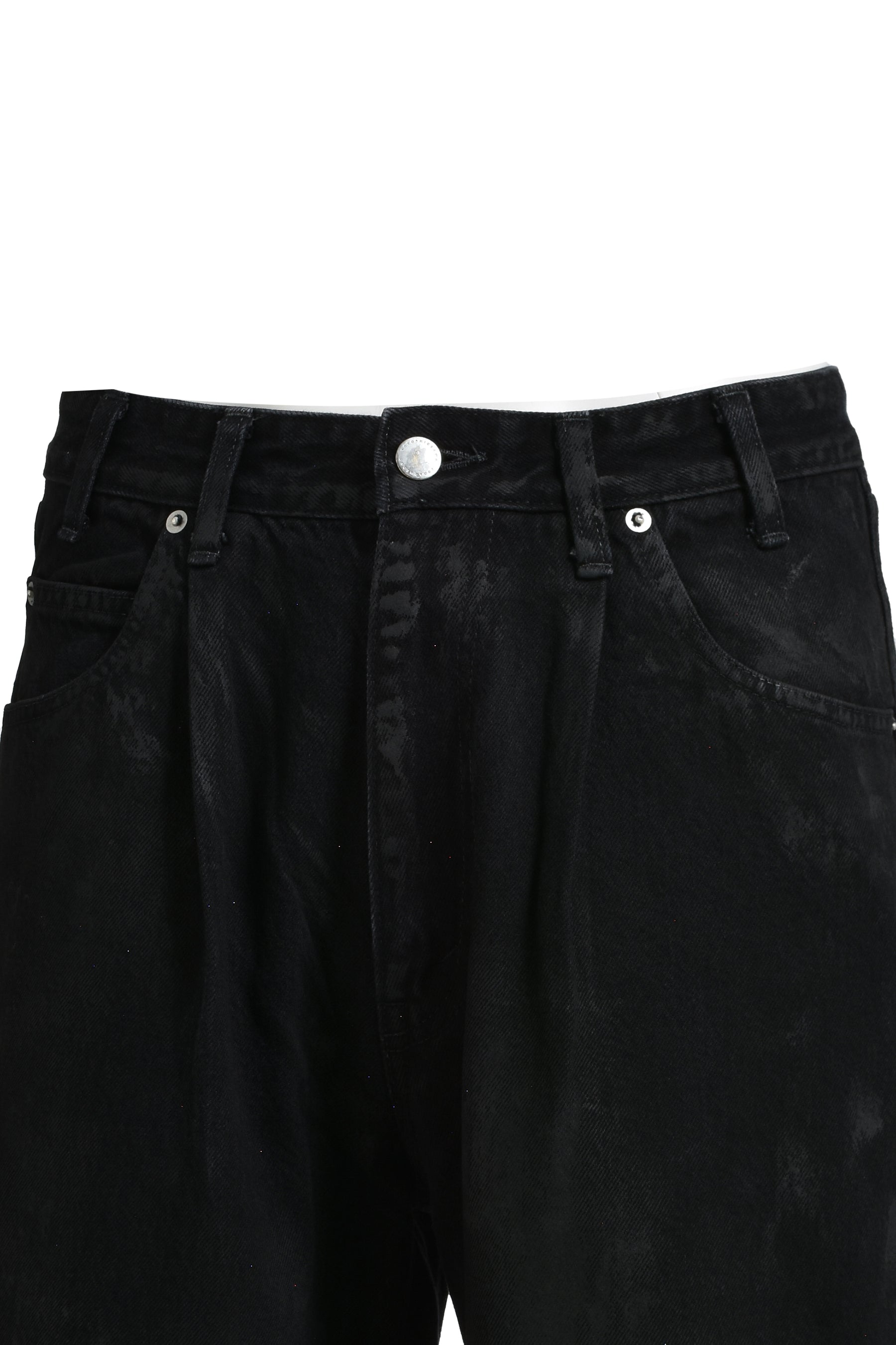 LOOSE FLARE PT DENIM COATING / BLK